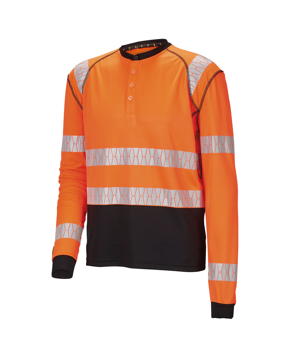 Jobman Langarm Shirt UV HiVis 5598, Orange Schwarz, XXJB5598OS