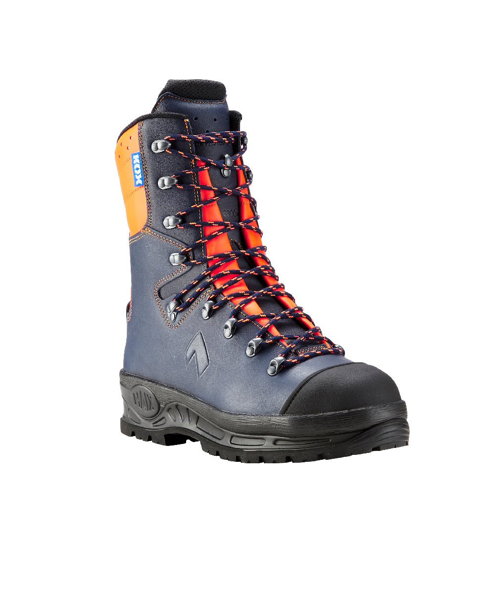 HAIX Schnittschutzstiefel / Schnittschutzschuhe Protector 2.0 in KOX Edition mit Gore-Tex Blau/Orange, Schnittschutzklasse 1 (20 m / sec.), XX73120