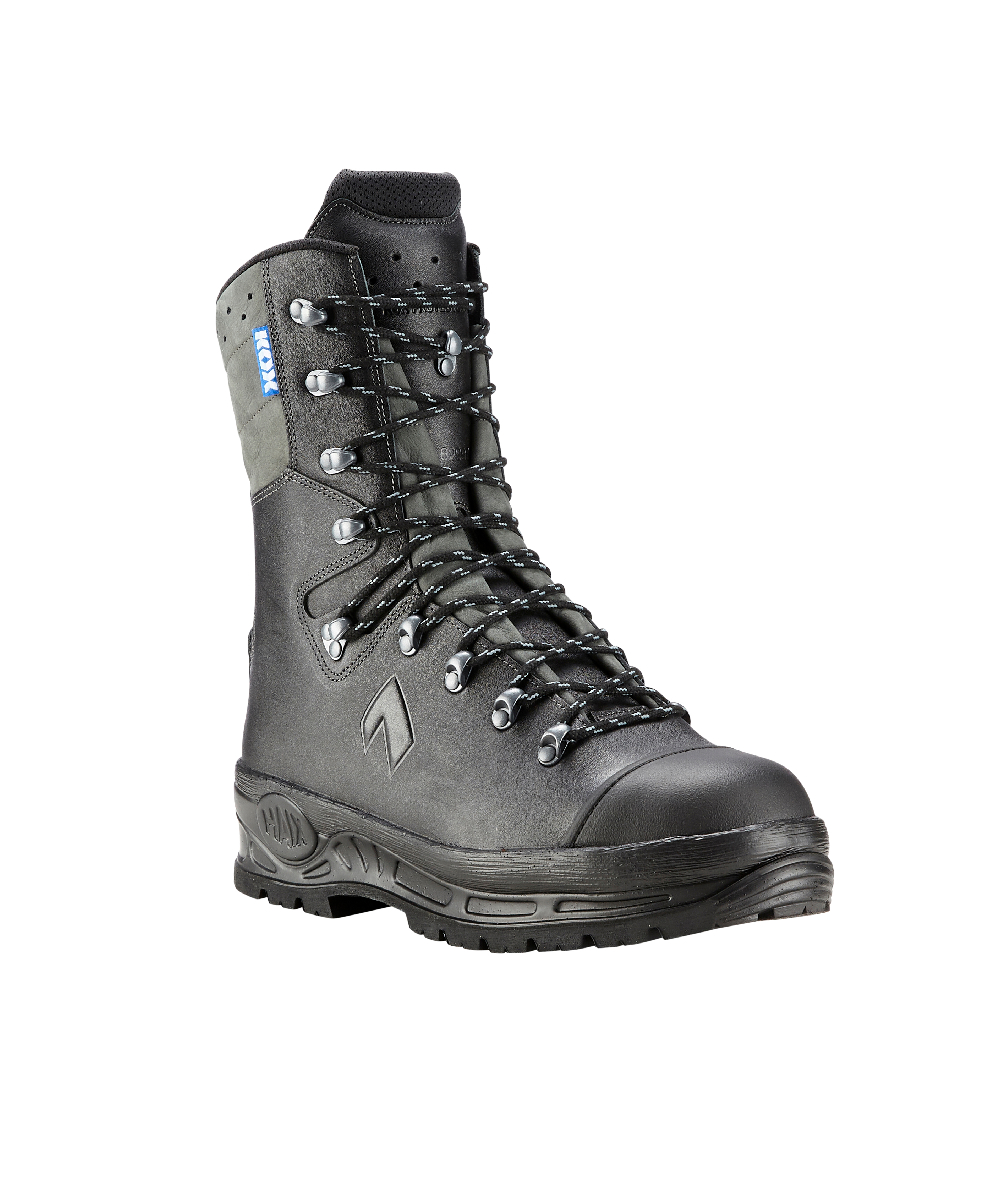 HAIX Schnittschutzstiefel / Schnittschutzschuhe Protector 2.0 in KOX Edition mit Gore-Tex Schwarz/Grau, Schnittschutzklasse 1 (20 m / sec.), XX73121